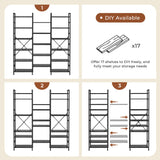 SUPERJARE Triple 6 Tier Bookshelf, Bookcase with 17 Open Display Shelves, Wide Book Shelf Book Case for Home & Office, Black SUPERJARE