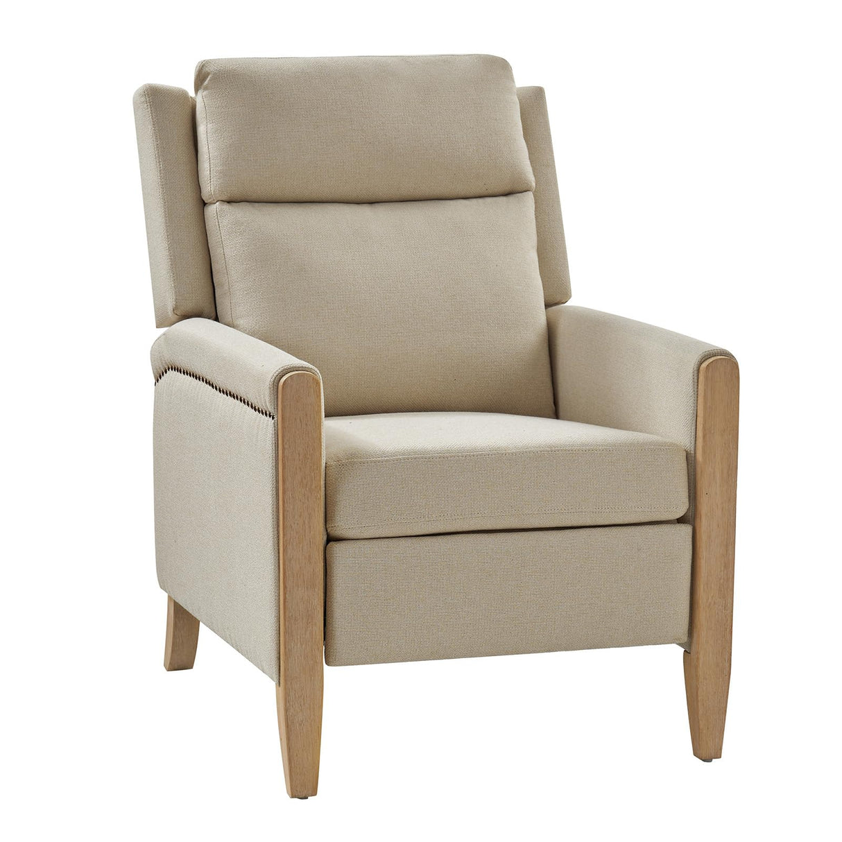 HULALA HOME Fabric Recliner Chair for Living Room, Adjustable Push Back Arm Chair with Rivet Decoration, Home Theater Seating w/Rivet Decoration, Reclining Sofa Chair,Beige HULALA HOME