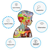 LELEMON Puzzles for Kids Ages 4-8 Vehicles Jigsaw Puzzles in a Metal Box for Kids Boys Girls 100 Pieces Fire Truck Ambulance Police Car Helicopter Aircraft Learning Educational Puzzles LELEMON