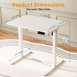 ERGOMAKER Electric Standing Desk, 31.5" x 23.6" Height Adjustable Sit Stand Desk with Splice Board for Home Office, Computer Desk Memory Preset (White Frame, White Desktop) ERGOMAKER