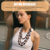 Happyyami 3- Layered Statement Necklace Womens Bohemia Choker Necklaces Multicolor Fashion Wood Bead Necklace Happyyami