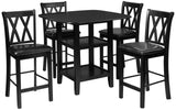 Homelegance Norman 5-Piece Counter Height Dining Set with Two Display Shelves, Black Homelegance