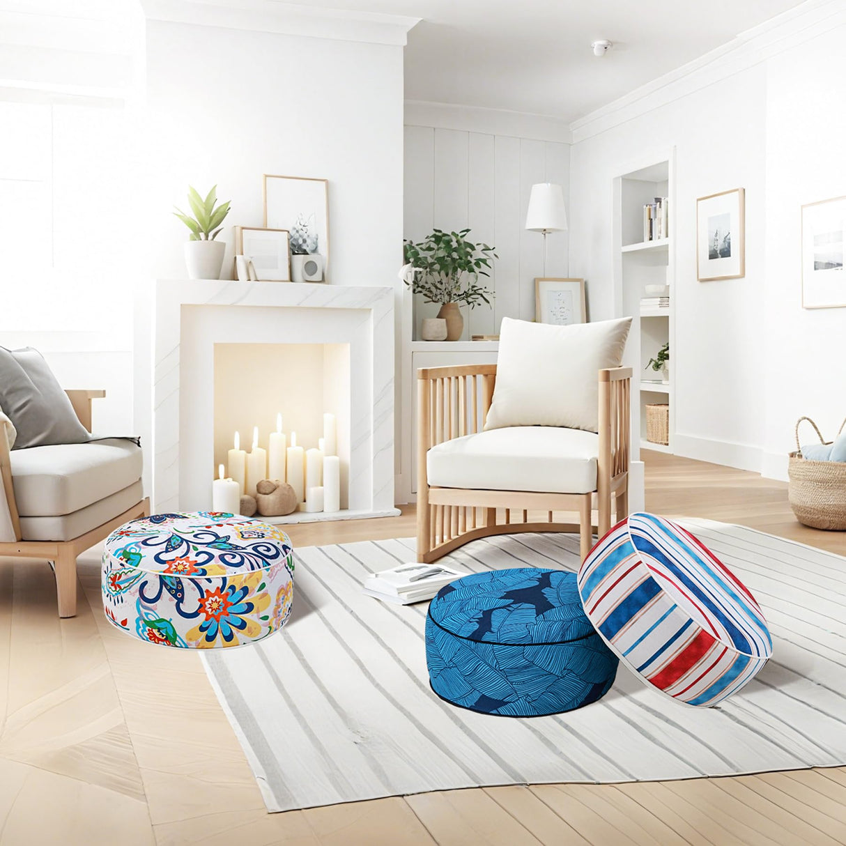 UPWELL Waterproof Inflatable Outdoor Ottoman Pouf,Portable Patio Footrest, Durable & Stylish, Perfect for Garden, Pool, Camping & Home Use - D20 xH9（LeisureLift） UPWELL