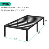 HLIPHA Metal Platform Bed Frame 14 Inch Tall,No Box Spring Needed,Twin Size Bed with Heavy Duty Strong Support Slats,Easy to Assemble,Black HLIPHA