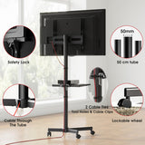 AOKCOS Rolling TV Stand - Mobile TV Stand on Wheels for 32-65 inch Flat/Curved TVs with Tilting, Height Adjustment Portable Rolling TV Cart Hold up to 88 Lbs for Livingroom, Bedroom, Office, Outdoor AOKCOS