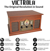 Victrola Nostalgic 6-in-1 Bluetooth Record Player & Multimedia Center with Built-in Speakers - 3-Speed Turntable, CD & Cassette Player, FM Radio | Wireless Music Streaming | Mahogany Victrola