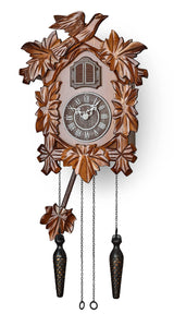 TIMEGEAR Cuckoo Clock with Night Mode, Hand Carved Decorations and Swinging Pendulum (Brown) TIMEGEAR