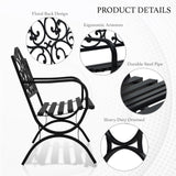AJP Distributors 50" Outdoor Bench Garden Bench with Clouds Pattern Steel Metal Frame Park Bench Cast Iron Backrest Armrests for Patio Lawn Yard Deck Front Porch Backyard Driveway Balcony Furniture AJP Distributors
