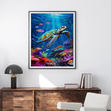 HITIRECOVI Sea Turtle Adult Paint by Number Kits on Canvas,Sea Turtle Paint by Numbers Adults,Paint by Number Canvas for Adults,DlY Painting by Number Adult for Gifts Home Wall Decor 16x20inch HITIRECOVI