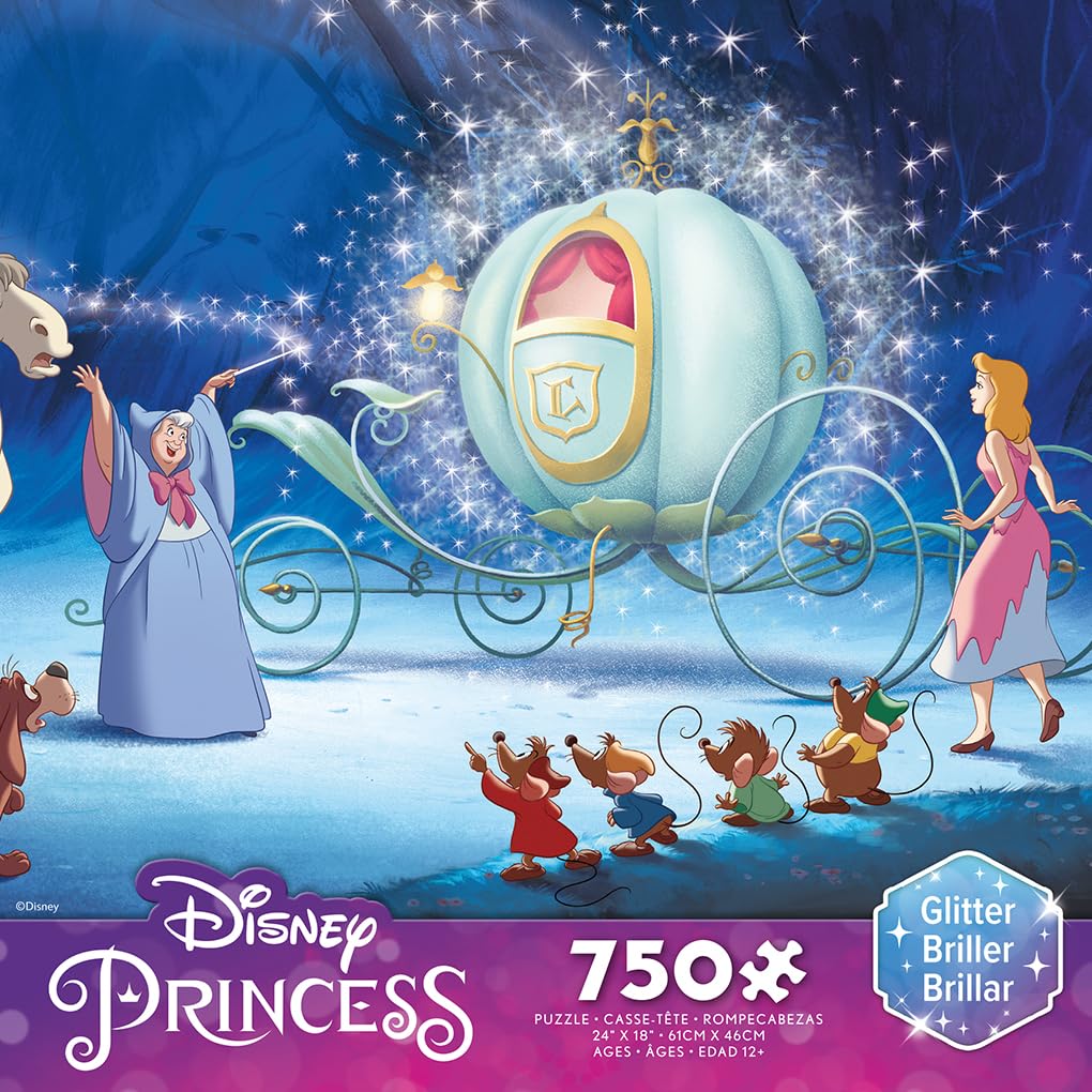 Ceaco - Disney Princess - Cinderella's Carriage - 750 Piece Glitter Jigsaw Puzzle Ceaco