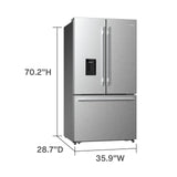 DUURA Elite DE210FDBMDSS Refrigerator Built in with French Doors Adjustable Glass Shelves Dual Drawer Bottom Freezer with Ice Maker, LED Interior Light and Stainless Steel Exterior, 36-Inch, Metallic DUURA Elite