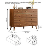 Chrangmay 9 Drawers Dresser for Bedroom,35.4" Tall Wood Rustic Modern Chest of Drawers with Natural Texture,with Anti-Tipping Device, Storage Dressers Organizer for Bedroom, Living Room,Chestnut Chrangmay