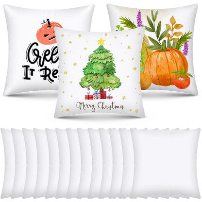 OLSUNOR 8 Pack 17.7"X17.7" Sublimation Blanks Pillowcase, Sublimation Pillow Cases White, Cushion Covers Blanks, Throw Pillow Covers for Heat Transfer, Painting DIY Picture, Christmas Craft Gift