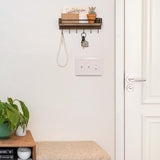 Mkono Key Holder for Wall 9.5" x 3.5" x 2.5" Small Rustic Wood Key Rack with 6 Hooks Decorative Display Keys Hanger Organizer for Entryway Living Room Bedroom Bathroom Office Home Decor Mkono