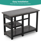 AQQA 40-50 Gallon Fish Tank Stand with 5 in 1 Power Outlets, 36x18 Inch Heavy Duty Metal Frame Aquarium Stand, Adjustable Storage Shelves, 720LBS Capacity Terrarium Stand, 3 Tiers Reptile Tank Stand AQQA