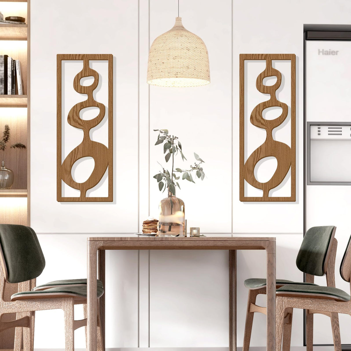 Zzbakress 2 Pcs Mid Century Wall Decor Wooden Mid Century Modern Decor Modern Art Wall Decor Abstract Wall Decor Geometric Wall Art for Home Living Room Bedroom (Style T) Zzbakress