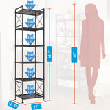 YOHKOH 6 Tier Metal Storage Rack Shelves, Standing Storage Shelf Units for Laundry Bathroom Kitchen Pantry (Black,17.0L x 12.9W x 64.9H) YOHKOH