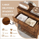 AMERLIFE 5 Drawers Dresser for Bedroom, Farmhouse Wood 47" Tall Dresser for Closet, Natural Texture Chest of Drawers for Bedroom, Living Room, Hallway and Entryway, Rustic Brown AMERLIFE