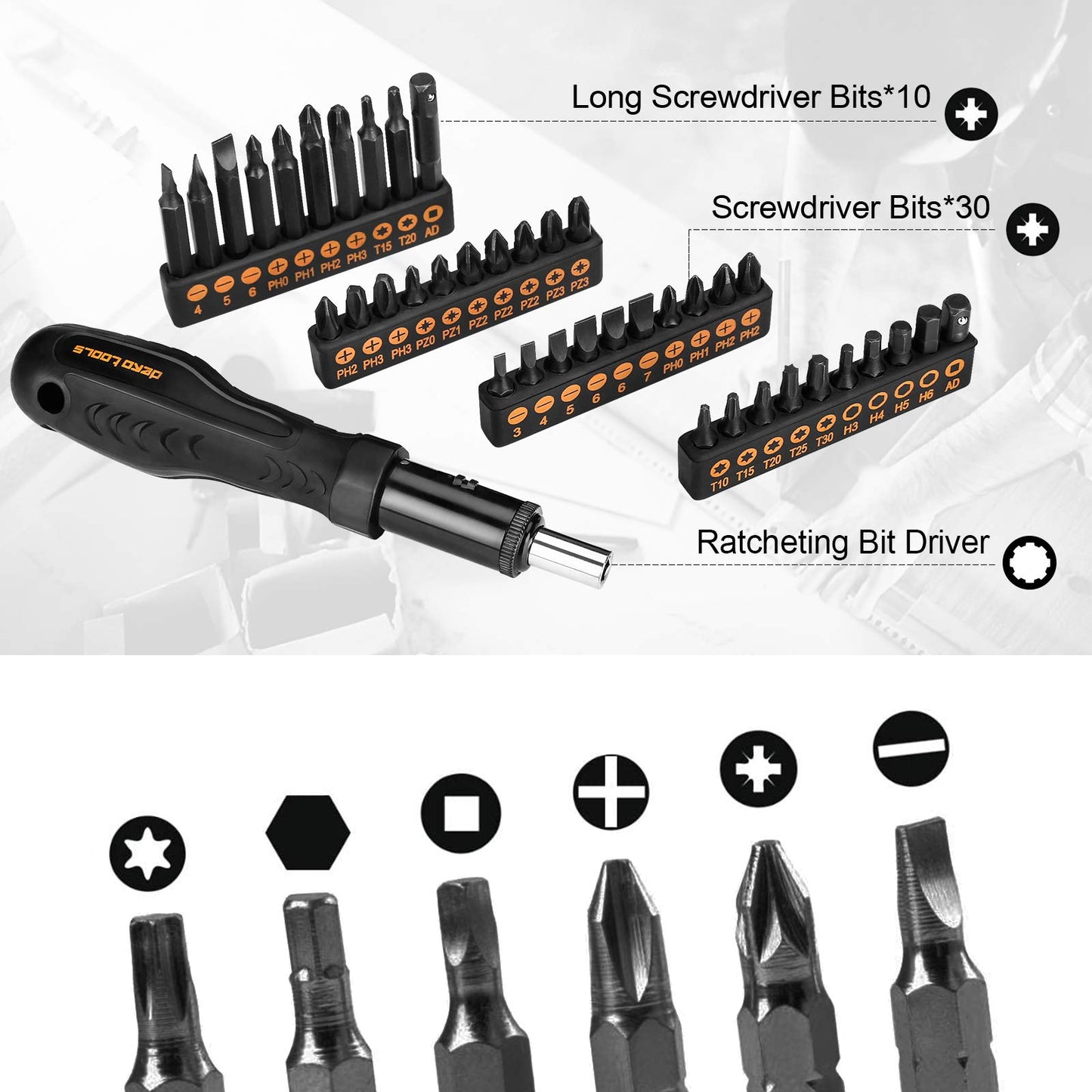 DEKOPRO 218-Piece General Household Hand Tool kit, Professional Auto Repair Tool Set for Homeowner, General Household Hand Tool Set with Plier, Screwdriver Set, Socket Set, with Portable Stor - WoodArtSupply