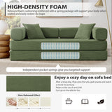 4-in-1 Folding Convertible Sofa Bed, 78 Inch Oversized Corduroy Upholstered Boneless Couch, Loveseat Sleeper with Pull Out Bed, Floor Sofa Modular Futon Couch for Living Room Bedroom Lounge, Green ivoros