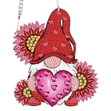 AiYuanzsh Love Gnome Diamond Painting Hanging Ornament, DIY 5D Diamond Art Pendant with Heart and Flowers, Special-Shaped Diamond Kit for Valentine's Day or Romantic Home Decoration AiYuanzsh