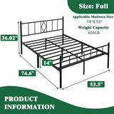 Decorwise 14 Inch Full Size Bed Frames with Headboard/Footboard, Under Bed Storage, Strong Metal Slats Support, No Box Spring Needed, Noise Free, Easy Assembly, Black Decorwise
