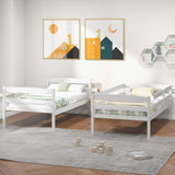 KOMFOTT Twin Over Twin Convertible Bunk Bed with Guardrail and Integrated Ladder - Space-Saving Solid Wood Design KOMFOTT