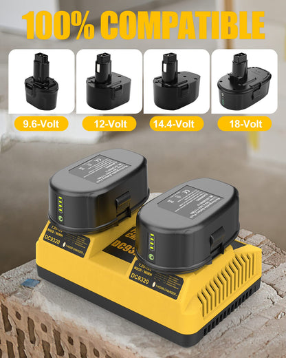 AYTXTG 2Pack 6.5Ah Lithium Battery Replace for Dewalt 18V XRP Ni-Cad Battery DC9096 DC9098 DC9099 DE9039 DE9095 + 2 Port DC9320 Fast Dual Charger for Dewalt 7.2V-18V XRP NI-CD NI-MH Battery - WoodArtSupply