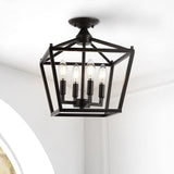 JONATHAN Y JYL7610A Plains Mini Lantern 12" 4-Light Iron Modern Farmhouse LED Flush Mount, Rustic, Industrial, Dimmable, 2700K Cozy Warm Light Kitchen, Hallway, Bathroom, Stairwell, Oil Rubbed Bronze JONATHAN Y
