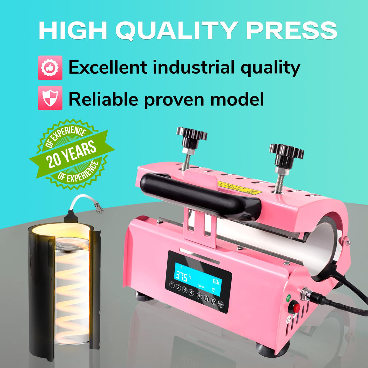 Tumbler Heat Press Machine Craft Hero (Pink) for 11oz, 15oz,16oz, 20oz, 30oz Sublimation Blanks Tumblers, Glass/Ceramic Mug, Coffee Cup with Sublimation Paper/Heat Tape CRAFT HERO