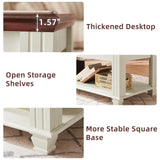 SAVOR LIFE Farmhouse Coffee Tables for Living Room,Square Tea Table with Open Storage Shelf,Large Coffee Table,Rustic Wooden Center Table,White SAVOR LIFE