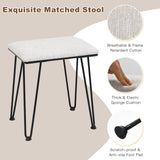 CHARMAID Makeup Vanity Set with Lighted Mirror, 3 Lighting Sets, Adjustable Brightness, 4 Drawers, Bedroom Dressing Table Vanity Desk with Cushioned CHARMAID