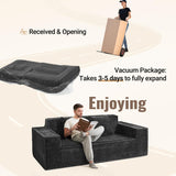 77'' Modern Cloud Loveseat Couch, No Assembly Required Deep Seat Sofa in Chenille Includes 2 pcs Pillows for Living Room, Bedroom, Apartment(Black) Luxanimarion