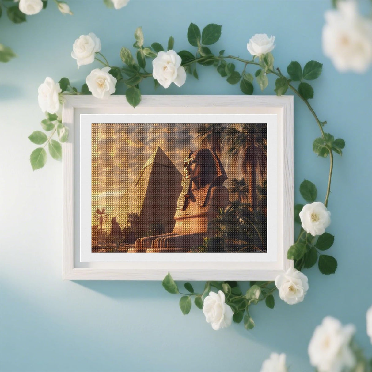 UIBDVKS Ancient Egypt Secrets Pyramid Sphinx Diamond Painting Art Kits Round Full Drill Diamond Art Painting for Home Wall Decor 12x16inch UIBDVKS