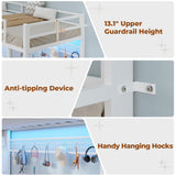 BTHFST Twin Loft Bed with Desk & 8 Storage Drawers Tall Dresser, White Metal Loft Bed with LED Lights & Charging Station, 2-Tier Storage Shelves, Stable & Sturdy, Noise Free, White BTHFST