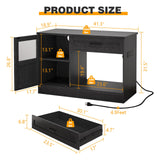 LUMIINOFAMI 40 Gallon Tank Stand, Wooden Aquarium Stand 40 Gallon Fish Tank Stand with Drawer, Reptile Tank Stand with Power Strip and LED, Tank Stand -1000Lbs Capacity, Black LUMIINOFAMI
