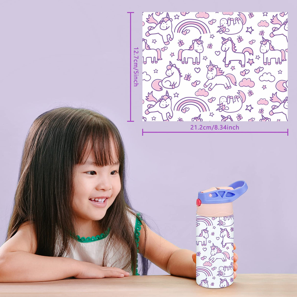 XccMe Kids Sublimation Tumbler,12oz Sublimation Water Bottle Blanks,Straight Stainless Steel Todder Sippy Cup,Double Wall Insulated Sippy Tumbler with Handle,Shrink Films,Leak Proof (Purple) XccMe