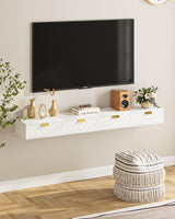 Aienvey Floating nightstand, Floating Shelf with Drawer, Wall Mounted Nightstand, Floating Bedside Table (White Diamond) Aienvey