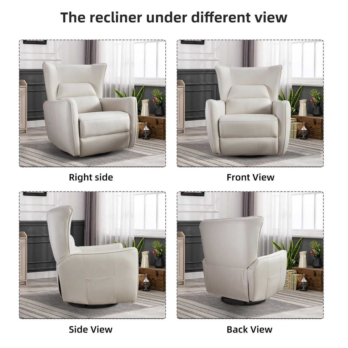 INZOY Power Swivel Rocker Recliner Glider, Oversize Electric Swivel Rocker Recliners with Highly Enveloping Backrest, Nursery Rocking Recliner Chair Leathaire Reclining Sofa for Living Room, White INZOY