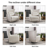 INZOY Power Swivel Rocker Recliner Glider, Oversize Electric Swivel Rocker Recliners with Highly Enveloping Backrest, Nursery Rocking Recliner Chair Leathaire Reclining Sofa for Living Room, White INZOY