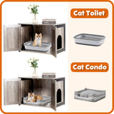 DWANTON Litter Box Enclosure, Cat Litter Box Furniture Hidden, Reversible Entrance Can Be on Left or Right Side, Wooden Cat Washroom Indoor, Fit Most of Litter Box, 27.6 x 19.7 x 19.7 Inches Dwanton