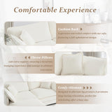 SoarFlash Chenille Sectional Sofa, Comfy L Shaped Modular Coush Sofa with Ottoman, Modern 2 Seat Couch Deep Seat Sofa Set for Living Room,White SoarFlash