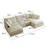 GNIXUU 111.5“ Oversized Modular Sectional Sofa, Comfy Cloud Couch for Living Room, Modern Chenille Large 5 Seater U Shaped Couch, Deep Seat Couch with Reversible Chaise & Cushions(Camel) GNIXUU