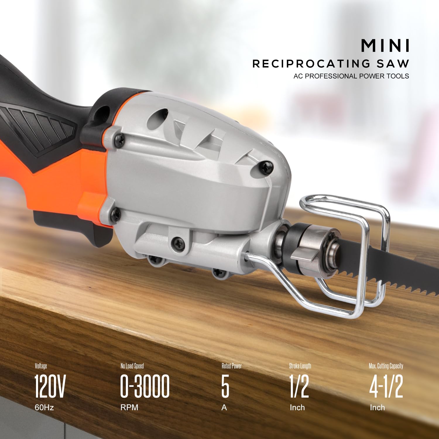 Yunirvana 5.0 Amp Variable-Speed Corded Reciprocating Saw - 3000spm for Versatile Cutting, 1/2" Stroke Length, Up to 4-1/2" Cutting Capacity for Wood and Metal - WoodArtSupply