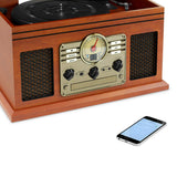 Victrola Nostalgic 7-in-1 Bluetooth Record Player & Multimedia Center with Built-in Speakers - 3-Speed Turntable, CD & Cassette Player, AM/FM Radio | Wireless Music Streaming | Mahogany Victrola