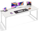 Huuger Computer Desk, 63 Inch Office Desk, Gaming Desk with Storage, Writing Desk Work Desk for Home Office, Study, Modern Simple Desk, Large Legroom, Metal Frame, White Huuger