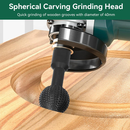 Ball Grinding Head, 5/8‑11in Wood Carving Burrs Carbon Steel Sphere Rotary Burr Ball Gouge Grinding Head Woodworking Attachment Tool for Wood Carving Grinding Polishing Engraving