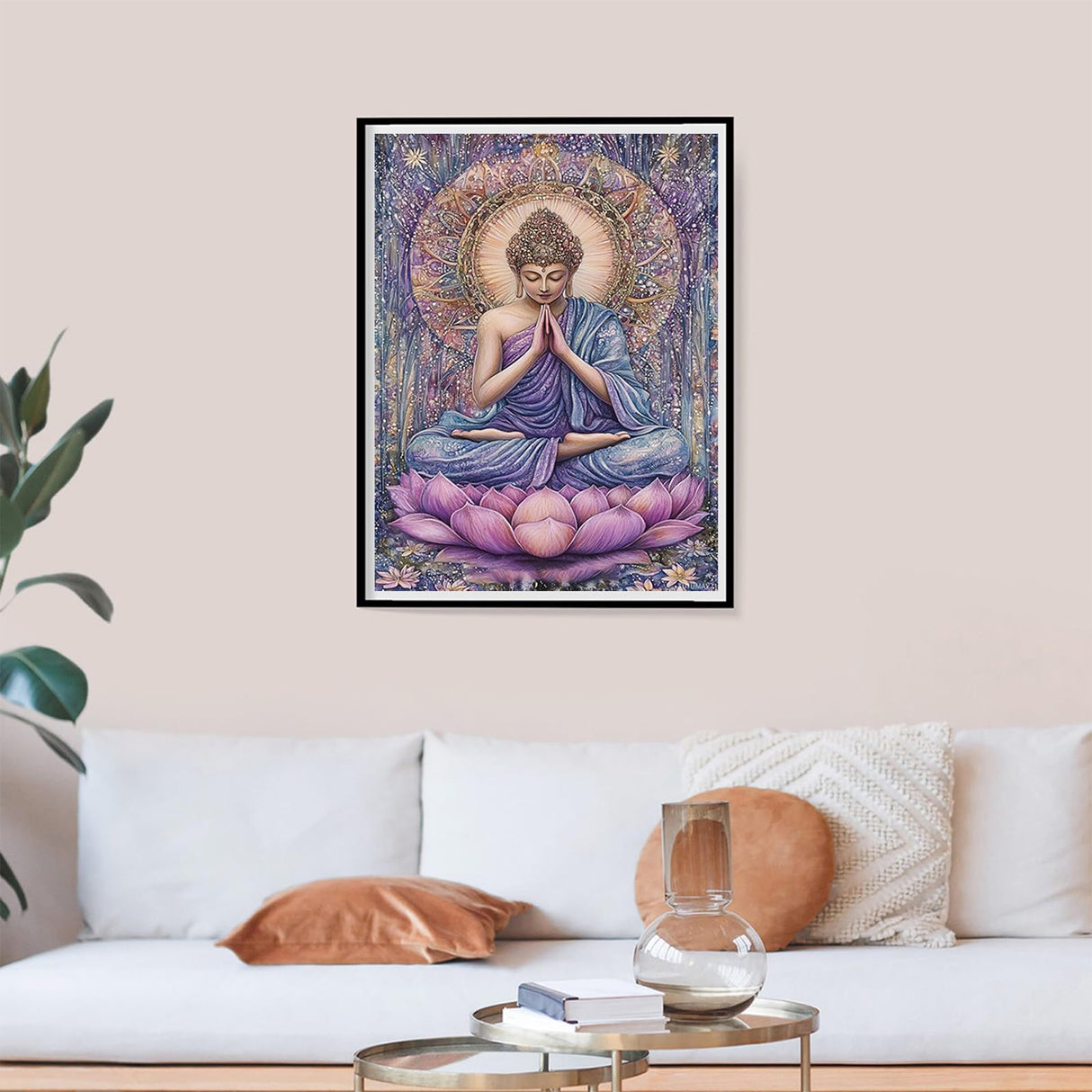 TUTUMAY21 Purple Buddha in Prayer Diamond Art Kits for Adults, Diamond Painting Kit for Adult Beginners Diamond Art Kits Home Wall Decor Gifts for Women 12x16 inch TUTUMAY21