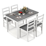 COSTWAY Dining Table Set for 4, Wood Kitchen Table Chairs Set with Rubber Wood Legs, Space-Saving Design, Modern 5-Piece Dinette Set for Small Place, Kitchen, Dining Room, Restaurant (Grey) COSTWAY