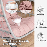 Hanging Egg Chair with Stand - Pink Swing Egg Chairs Wicker Rattan Hammock Chairs for Indoor Outdoor Bedroom Garden - Aluminum Steel Frame and UV Resistant Cushion 350LBS Capacity for Kids Adults XIAO WEI
